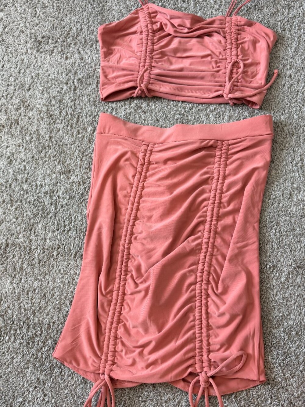 Mauve Pink Ruched Skirt Set - Picture 6 of 9